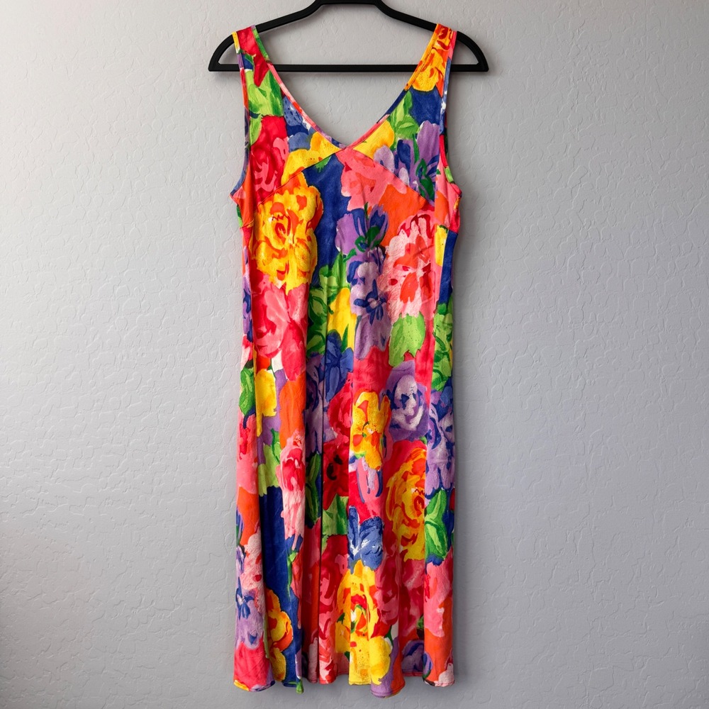 Hula Moon Jams World Floral Sundress Colorful Sleeveless Midi‎ Dress XL - Picture 2 of 7